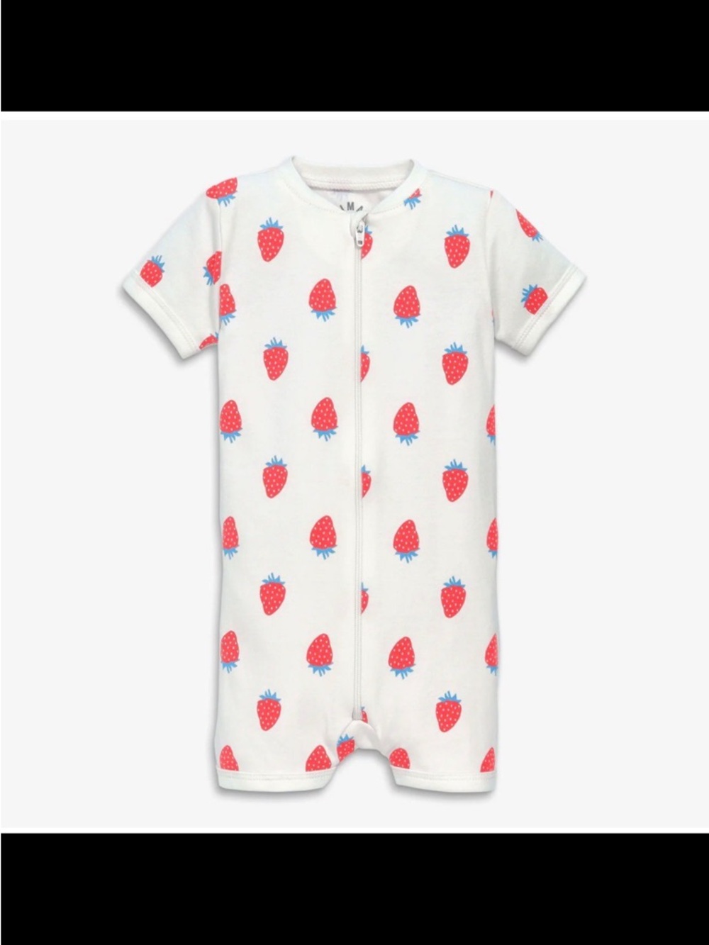 Primary Kids Strawberry Organic Zip Shortie Romper | Girls Size 0-3 Month